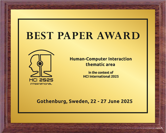 Human-Computer Interaction Best Paper Award. Details in text following the image. Human-Computer Interaction Best Paper Award. Details in text following the image.