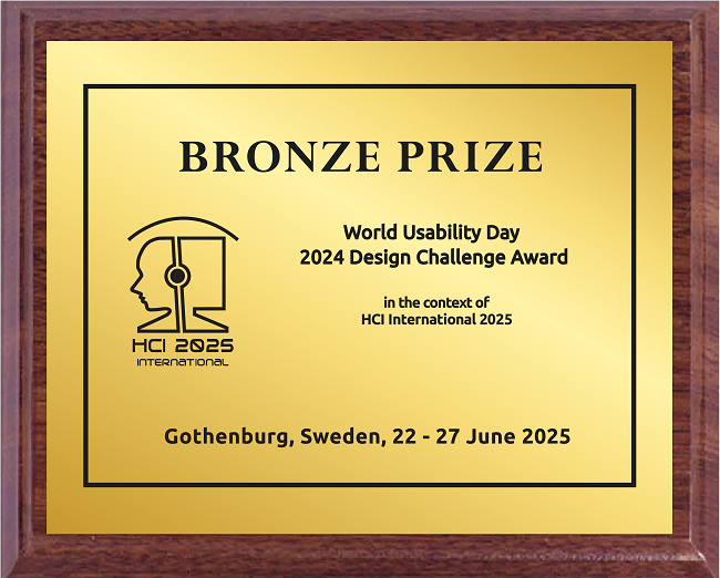 World Usability Day 2024 Design Challenge SILVER Award. Details in text following the image.