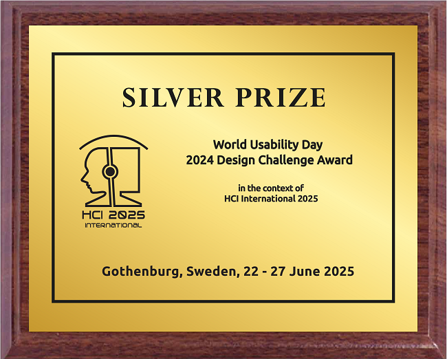World Usability Day 2024 Design Challenge SILVER Award. Details in text following the image.